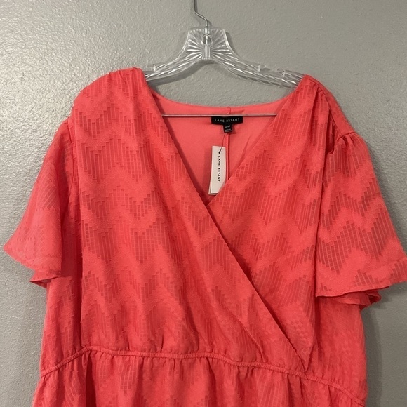 LANE BRYANT Coral Surplice Neck Peplum Top - size 26/28 NWT - Picture 3 of 8